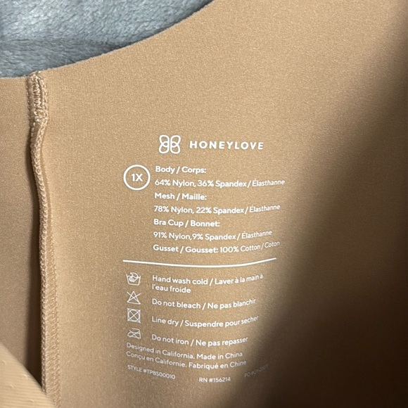 Honeylove Tan Shapewear Bodysuit with Built-in Support - Picture 2 of 13